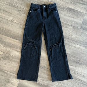 Girls H&M distressed black jeans with high waist